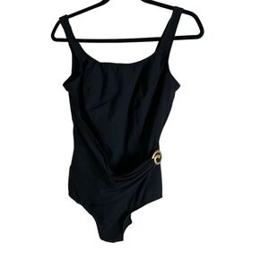 Robby Len Black Swimsuit with Gold Accent size 18W